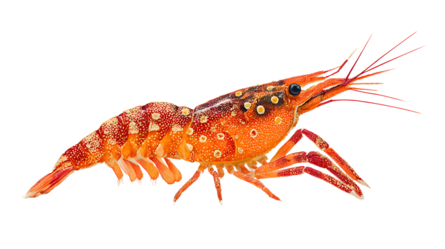 Illustration of a red shrimp on a white background . - Powered by Adobe