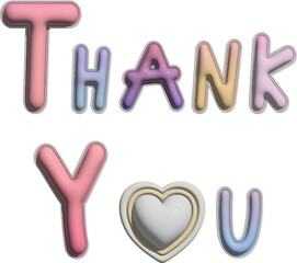 3d cute colorful thank you with heart