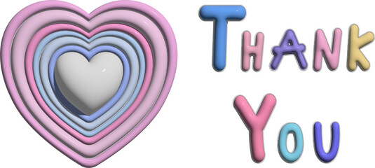 3d cute colorful thank you with heart