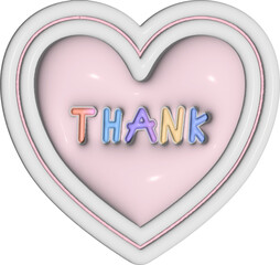 3d cute colorful thank in heart