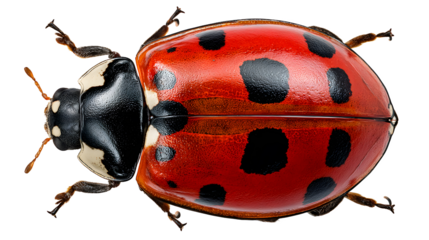 Ladybug beetle top view on isolated background
