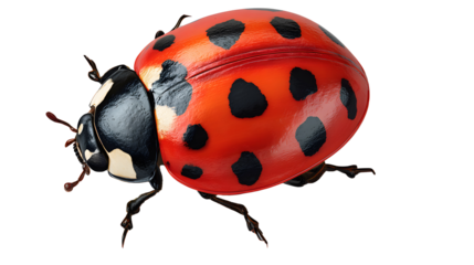 Ladybug beetle top view on isolated background
