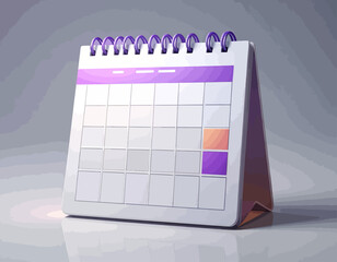 Desk Calendar for Scheduling Appointments and Planning Events, Featuring Purple Accents