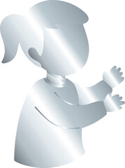 Silver Silhouette of Young Girl Raising Arms