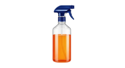 Isolated spray bottle with orange liquid, realistic illustration for cleaning or gardening