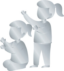 Silver Two Kids Praying 