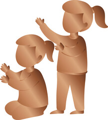 Bronze Two Children Playing Together