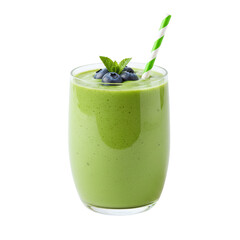 Healthy green smoothie with blueberries and mint