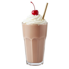 Chocolate milkshake with whipped cream and cherry