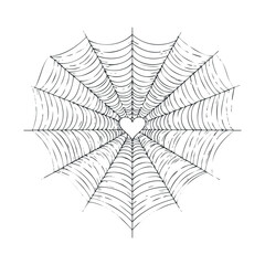 Obraz premium Heart shaped spider web design for home decor or crafts. Vector hand drawn illustration