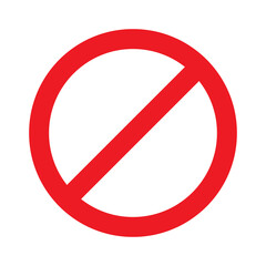 Ban sign vector icon. Red prohibited circle symbol in flat modern style for restriction, warning, or no entry design in apps and web interfaces.