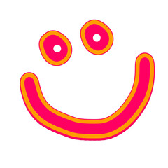 hand drawn illustration of a pink golden smile sign