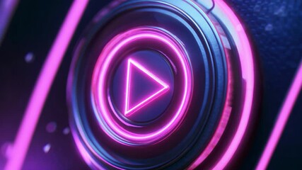 Illuminated Play Button in Vibrant Colors Captures the Essence of Digital Entertainment, Inviting Users to Engage with Dynamic Media in a Futuristic Environment - Powered by Adobe