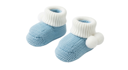Isolated knitted baby booties, soft handmade wool shoes for newborn, cute winter accessories