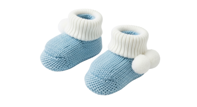 Isolated knitted baby booties, soft handmade wool shoes for newborn, cute winter accessories