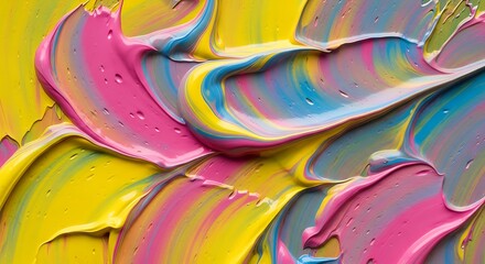 Abstract Macro Close Up of Colorful Paint Strokes Texture Background
