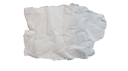 Abstract shape torn piece of gray paper, isolated fragment of crumpled paper for collage with copy space.