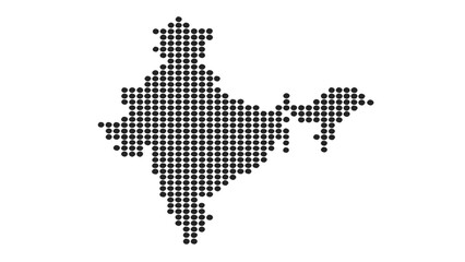 Obraz premium Halftone India map with dot pattern, global geography elements, digital simple travel infographics. Vector isolated concept