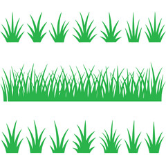 Fototapeta premium A vector illustration set features a green grass pattern, perfect for a spring or summer nature background, meadow field, or garden lawn design