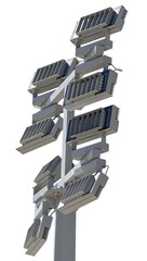 pole with powerful LED lights to illuminate the building