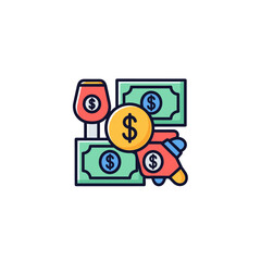 A colorful illustration depicts financial concepts, including dollar bills, a gold coin, and a rocket, representing business growth and investment strategies on a white background.