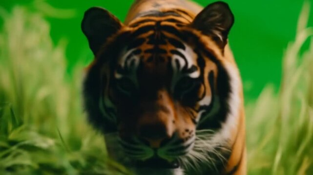 Majestic tiger in vibrant green environment