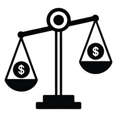 Balanced Scale with Time on One Side and Money on the Other Representing Business Efficiency and Management in Flat Vector Style