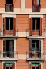 Fototapeta premium Residential apartment building facade, Barcelona, Spain