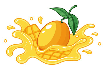 Fresh Mango Splash Vector Illustration