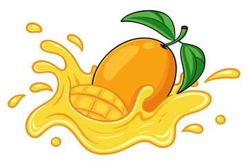 Fresh Mango Splash Vector Illustration