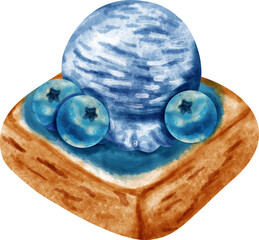 watercolor blueberry toast