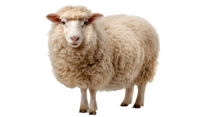 Fototapeta premium Portrait of a white goat staring at the camera on a white background
