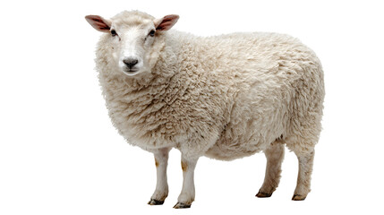 Fototapeta premium Portrait of a white goat staring at the camera on a white background