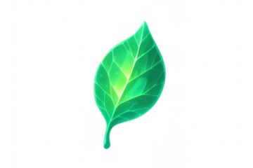 Glowing green leaf representing magic and nature concept