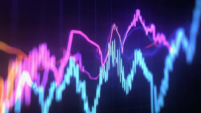 Dynamic Data Visualization: A Colorful Spectrum of Graphs Representing Waveforms and Trends in Digital Analytics, Capturing the Essence of Information Analysis in Motion