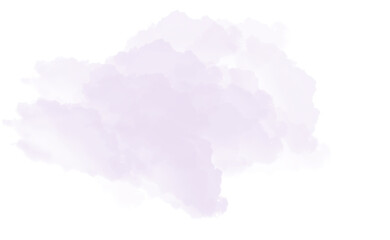 Obraz premium Light purple watercolor cloud isolated on transparent background, a delicate and ethereal element for artistic compositions and designs