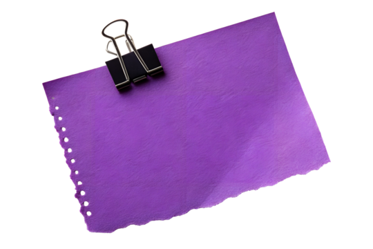 Purple Paper Note with Binder Clip