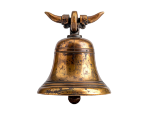 Bronze bell illustration with detailed design and transparent background