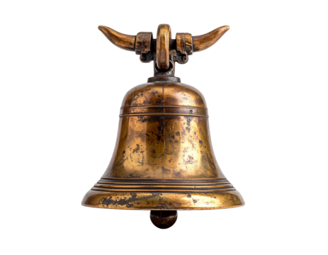 Bronze bell illustration with detailed design and transparent background