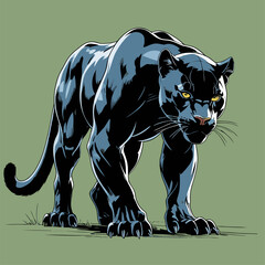 vector illustration of a dashing black panther