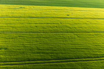 Aerial photograph of large arable areas