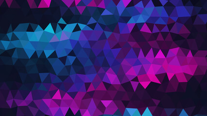 Vibrant. Geometric. Abstract. A vibrant abstract background with a jagged low poly pattern of magenta and teal, perfect for a music event poster, a gaming website, or a futuristic tech presentation.