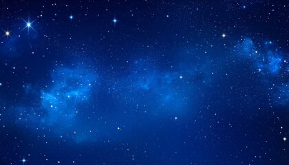 Obraz premium A deep blue cosmic vista showcasing a star-studded expanse. Bright stellar points and nebulae are visible in this space scene