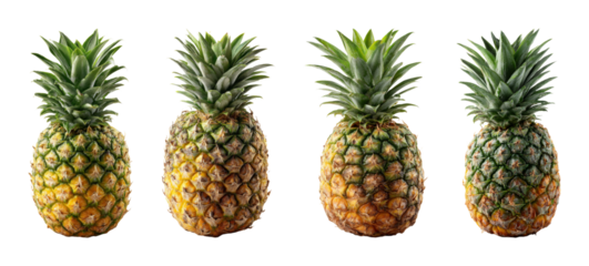 Ripe tropical pineapple arranged in a clean composition, vibrant and fresh, isolated on black for versatile design use PNG set with transparent background