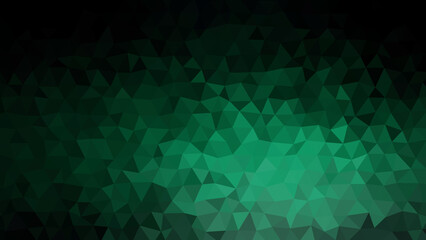 Abstract. Dark. Corporate. A dark abstract background with a professional teal low poly pattern, ideal for a modern corporate presentation, a tech website banner, or a sophisticated business design.