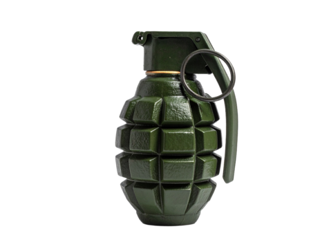 Green hand grenade isolated on transparent background - Powered by Adobe