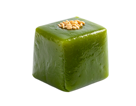 Green cube with gold accents on transparent background vector illustration