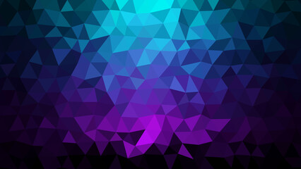 Abstract. Technology. Gradient. A dark abstract background with a low poly pattern and a cool teal to purple gradient, ideal for a modern tech presentation, a corporate website, or a futuristic design