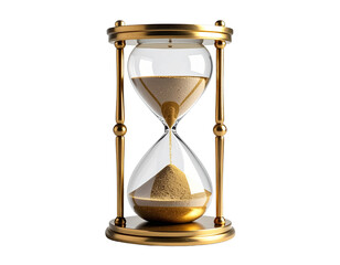 Hourglass on transparent background illustrating time passing and deadlines