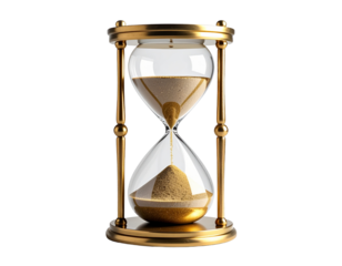 Hourglass on transparent background illustrating time passing and deadlines